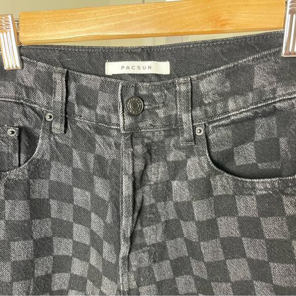 Pacsun Eco Black/Gray Checkerboard High Waisted Baggy Jeans, Relaxed Weekend, 24 - Picture 11 of 11